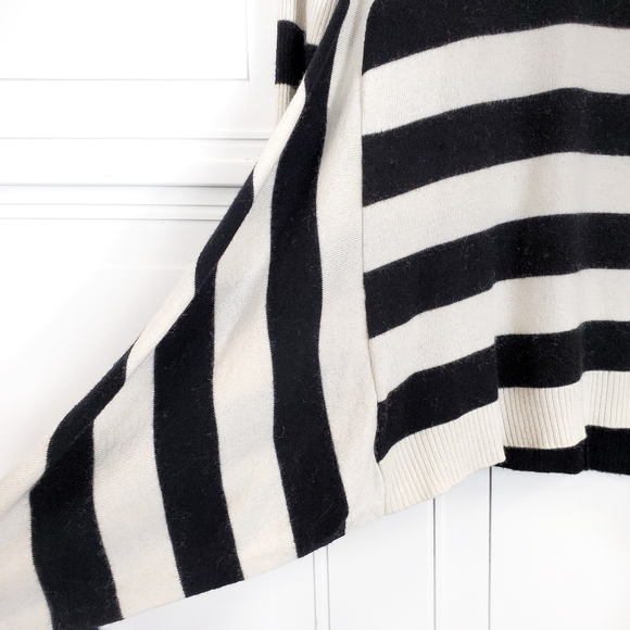 INC Cashmere Wool Striped Handkerchief Knit Top Large Petite LP Cozy Black White - Picture 5 of 11